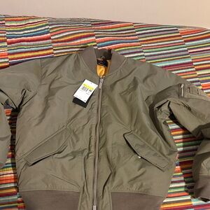 Jordan Olive Green Bomber Jacket size small loose fit embroidered